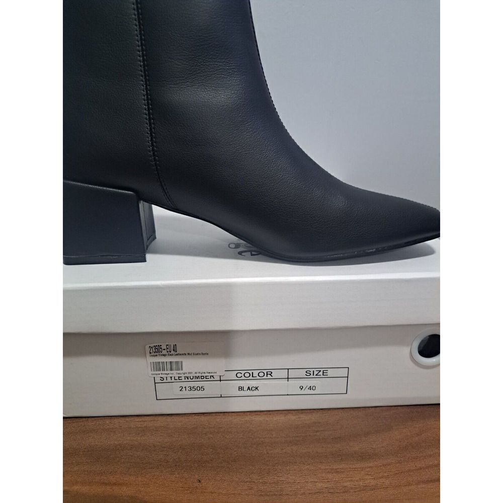 Unique Vintage Booties Women's Size 10 Black Faux Leather 1960's Sintra Boots - Picture 3 of 10